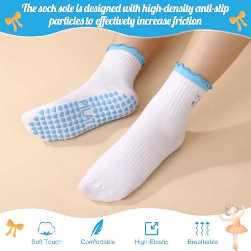 Image of Jspupifip 2 /4 /5 Pairs Womens Embroidery Non Slip Pilates Yoga Socks | Cute Grippy Crew Socks Offered Fit Barre Workout Hospital Indoor Barefoot Daily Activities For Ladies