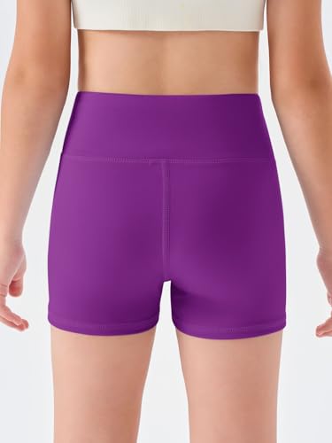 Image of Haloumoning Girls Athletic Shorts Kids High Waisted Yoga Dance Biker Shorts Comfy Gymnastics Shorts 5-14Y