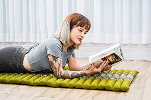 Image of Leewadee - Foldable Floor Mattress - Japanese Roll Up Futon -Trifold Tatami Mat- Guest Floor Bed - Camping Mattress - Thai Massage Mat, Kapok Filled, 75 x 20 inches, Green