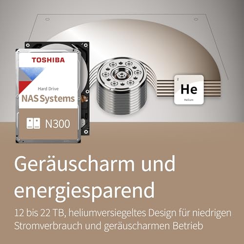 Image of Toshiba N300 14TB Internal NAS Hard Drive, 3.5'' SATA HDD, 7200 RPM, 24 /7 Operation, Supports 1-8 Bay Systems, 128MB Cache, 180TB /Year Workload, 3yr Warranty (HDEXZ12ZNA51F).