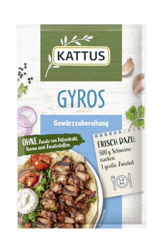 Kattus - Gyros Gewürzzubereitung | Gewürz für 3-4 Portionen | Ohne Zusatz von Hefeextrakt Aroma und Zusatzstoffen | 25 g im Beutel