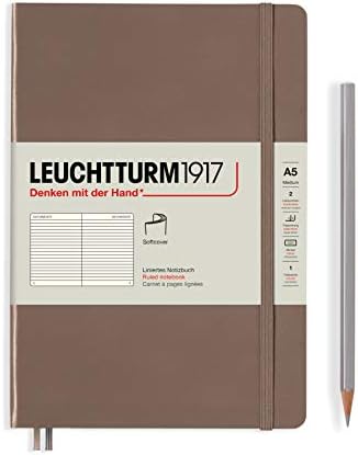 LEUCHTTURM1917 363399 Notebook Medium (A5), Softcover, 123 Numbered Pages, Stone Blue, Dotted