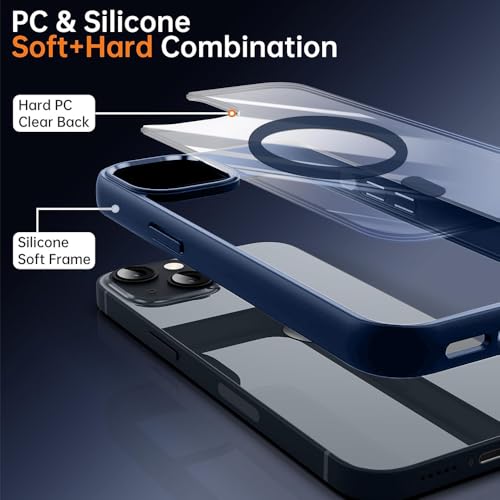 Image of iPhone 17 Air Transparent Case | Shockproof Bumper & Camera Protection | Magsafe Compatible | Sleek Hard Crystal Back Cover for iPhone 17 Air - Dark Blue