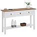 IDIMEX Table Console Campo Table d'appoint rectangulaire en pin Massif Blanc et Brun avec 3 tiroirs et 1 étagère, Meuble d'entrée Style Mexicain en Bois dim 122 x 73 x 32 cm