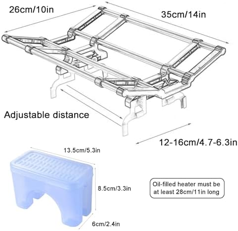 Adjustable Clothes Drying Rack for Oil-Filled Radiator Heater, 24in Universal Humidification Box Rack, Perfect for Indoor Drying (Black)