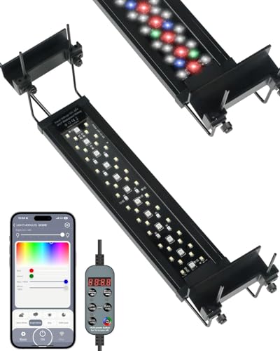 Image of Pawfly Aquarium Light for Plants, 14 W Bluetooth Fish Tank Light, Full Spectrum Aquarium Lights for 12 inch-18 inch Fish Tanks, Extendable 24 /7 LED Lights with Timer Modes & Adjustable Brightness
