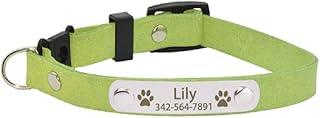 Custom Nameplate Breakaway Cat Collar Personalized Engraved ID Name Tag Cat Collar Necklace Soft Quick-Release Safety Kitten Cat Collar (S (21cm - 28cm), Light Green)