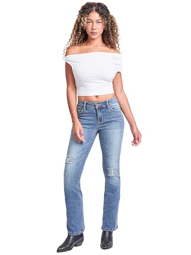 YMI Women's Wannabettabutt Mid Rise Bootcut Jeans4