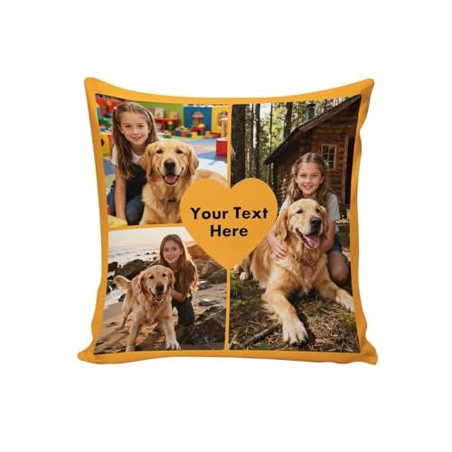Custom4U Custom Pillow with Picture & Text Two-Sides Heart Customized Photo Pillowcase Love Gifts for Valentines Day Decorations (Optional Pillow Inse