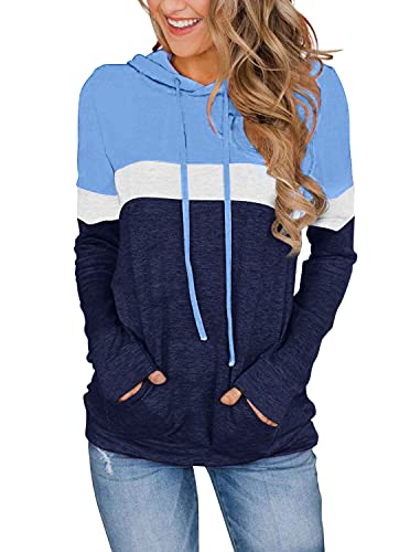 MixShe Hoodies for Women Fall Clothes Womens Blouses Anthropologie Outfits Cashmere Sweaters Skyblue Large