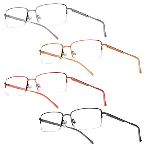 UrbanSky Gafas de Lectura Warrick - Paquete de 4 Gafas de Lectura Semi con Montura de Metal con bisagras de Resorte (+2,25 dpt) Cover