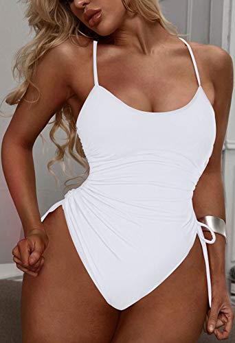 Image of Viottiset Women's Ruched High Cut One Piece Swimsuit Tummy Control Bathing Suit Monokini