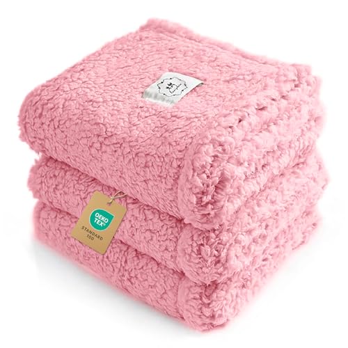 Image of Luciphia 1 Pack 3 Calming Dog Blanket Fluffy Premium Fleece Pet Blankets Soft Sherpa Throw for Dogs Puppy Cat Pink Small (23 inch x16 inch)