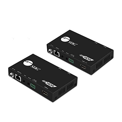 SIIG 4K HDR HDMI 2.0 HDBaseT Extender Over Single Cat5e/6 with RS-232 & IR - 330ft (100m) @ 1080p & 3840x2160@60Hz YUV 4:4:4 8bit, RS232, HDMI 2.0 and HDCP 2.2, HDR, PoC, CEC (CE-H23311-S1) SIIG 4K HDR HDMI 2.0 HDBaseT Extender Over Single Cat5e/6 with RS-232 & IR - 330ft (100m) @ 1080p & 3840x2160@60Hz YUV 4:4:4 8bit, RS232, HDMI 2.0 and HDCP 2.2, HDR, PoC, CEC (CE-H23311-S1)