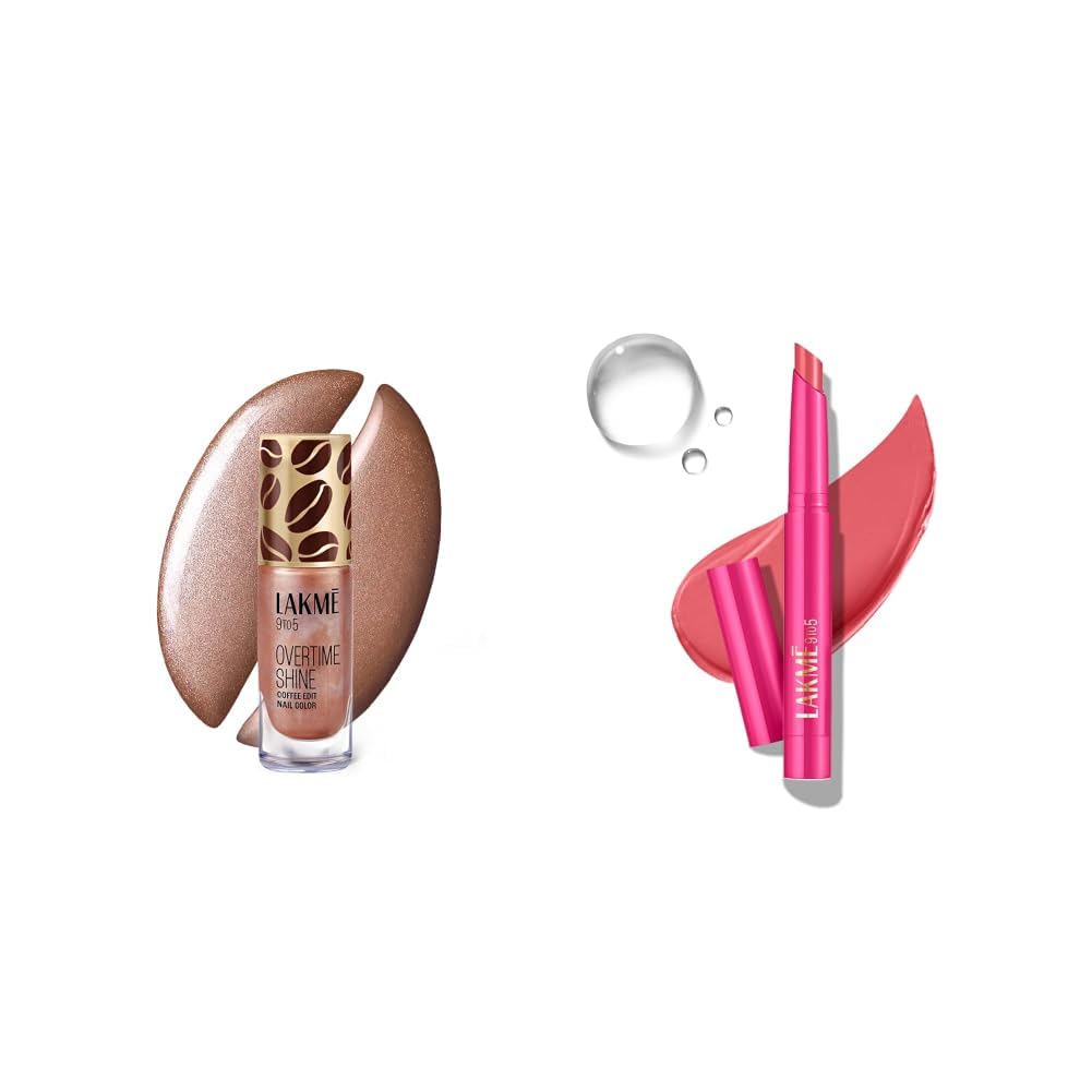 Lakme 9 to 5 Overtime Shine Nail Polish - Coffee Edit-12 Toffee Crunch 6ml Lakme 9 to 5 Forever Matte Lip Crayon, Poise Pink 1.1g-picture-17