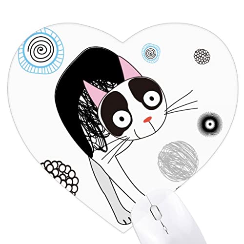 Tapis de souris chat mignon mince forme coeur pour ordinateur