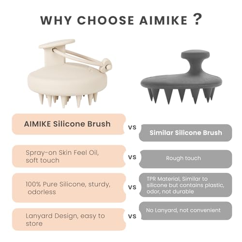 AIMIKE Silikon Kopfhaut Massagebürste Shampoo Bürste, Umweltfreundliche Kopfmassage Bürste für Peeling und Stimuliert das HaarWachstum, Kopfmassage Shampoo Haarbürste [Nass&Trocken],Haferflocken