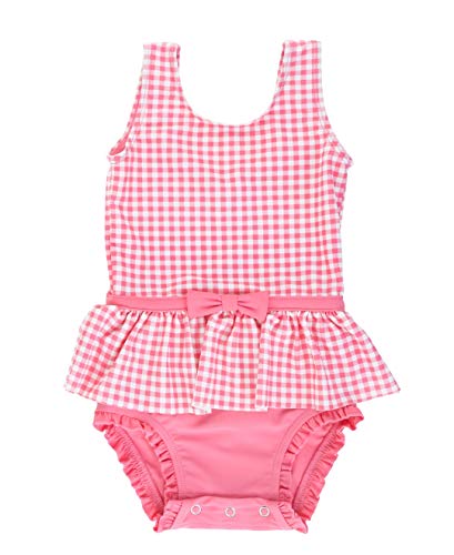 RuffleButts Baby Toddler Girls Rose Gingham Skirted One Piece - 12-18m