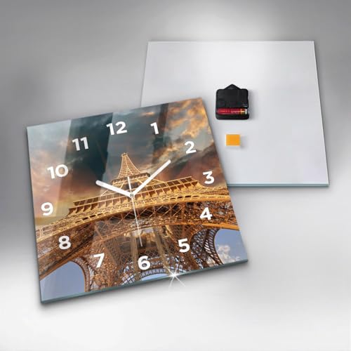 Horloge numérique carrée 30x30 cm Tour Eiffel Wallfluent