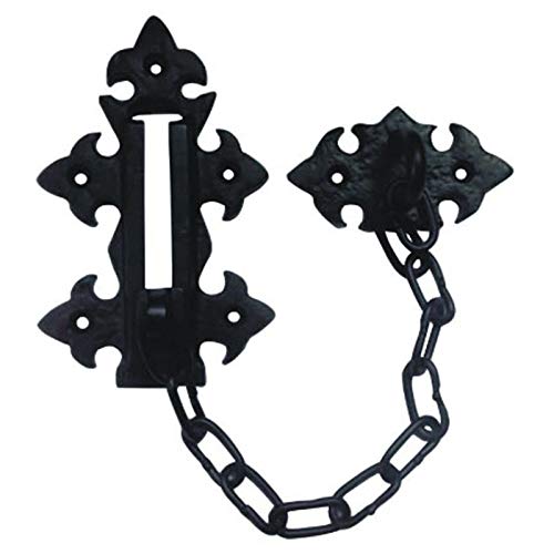 Adonai Hardware 131 mm x 78 mm żelazny łańcuch do drzwi zabezpieczających (czarny powlekany proszkowo)
