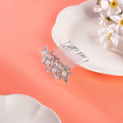Image of Vogue Hair Accessories Golden And White Pearl Comb Hair Clip For Women