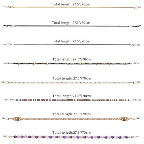 Image of Damanse Eyeglass Chain,8 Pcs Beaded Eye Glasses Strap Holders around Neck For Women