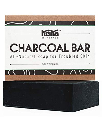 Keika Naturals Charcoal Black Soap Bar for Acne, Eczema, Psoriasis, Face, Body, Men