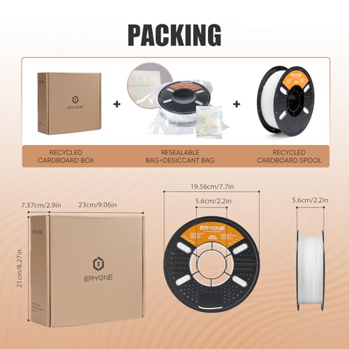 Image of ERYONE Matte PLA Lite 3D Printer Filament 1.75 + /- 0.03mm, Matte Filament 1KG(2.2LBS) Spool, White