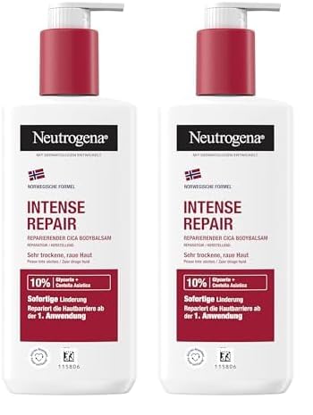 Neutrogena Intense Repair Reparierender CICA Bodybalsam, feuchtigkeitsspendende Bodylotion mit Glycerin & Centella Asiatica, nicht fettende Körperlotion für raue, sehr trockene Haut (250 ml)