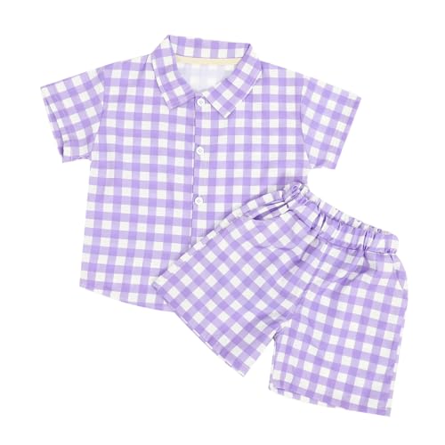 BESPORTBLE Summer Toddler Outfit Plaid Short Sleeve Shirt Pants Boys and Girls Boys/girls Suit Usa