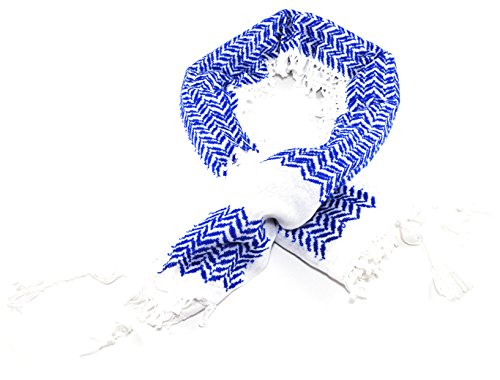 Authentic Shemagh, Keffiyeh, Hattah, Middle Eastern Headdress (Blue/White)