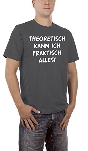 Touchlines Theoretisch kann ich Alles Camiseta, Gris (Darkgrey), S para Hombre