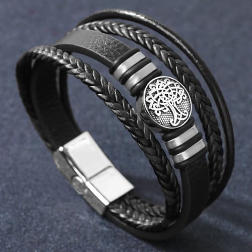 Pulsera masculina de cuero trenzado multilayer miniatura 2