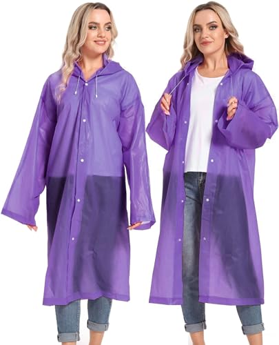 HOOMBOOM Rain Ponchos for Adults Reusable Raincoats Hooded for Women Men Survival Heavy Duty Military Impermeable 2 Packs Rain Coat