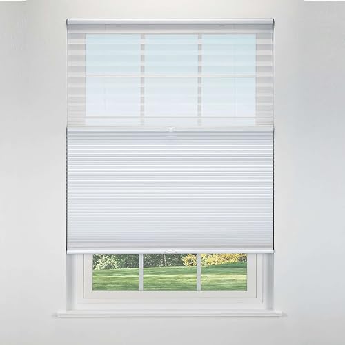 Linen Avenue Persiana celular inalámbrica para día/noche, 34 1/2 de ancho x 66 de alto, color blanco (llega 1/4 pulgadas más estrecho)