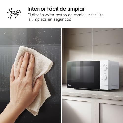 LG MS2082H - Microondas, 20 L, 700W, 5 Niveles de Potencia, Función Descongelado, Interior Fácil de Limpiar, Bloqueo Infantil, Compacto y Seguro, Blanco - imagen 4