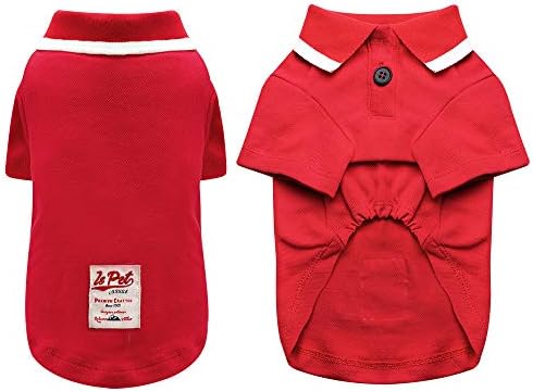 ISPET Dog Shirts Solid Pet Dog Polo T Shirts Soft Cotton Outfit Apparel Doggie Casual Polo Shirt Cute Puppy Shirt for Small Medium Dogs Small, Red