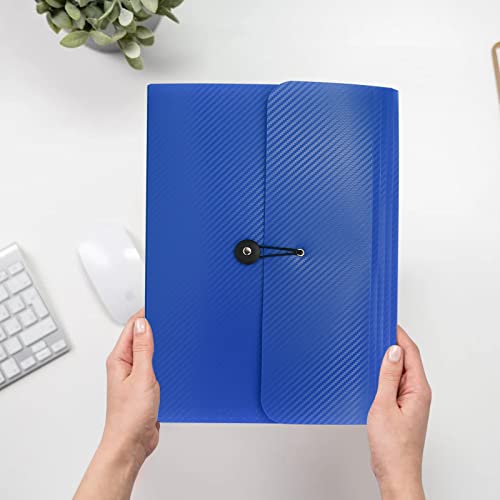 Image of Expanding File Folder, 13 Pocket Accordian File Organizer with Tabs & Labels, Expandable Blue Plastic File Folders Letter Size /A4 /Receipt /Bill Paper Documents for Home /School /Office