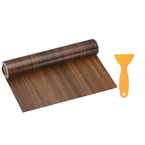 Image of HARFINGTON Wood Grain Repair Tape 11.8 Inch x 33ft Self Adhesive Repair Patch Tape Simulated Wooden Floor Tapes with Plastic Scraper for Tables Doors Windows Furniture, Ebony