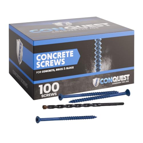 Conquest T-25 Flat Head Concrete Screws with Drill Bit 3/16” x 3-3/4”