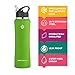 Swig Savvy Sports Water Bottle, Vacuum Insulated Stainless Steel, Straw Leakproof Lid, Storage Sleeve - 32oz (Light Green)