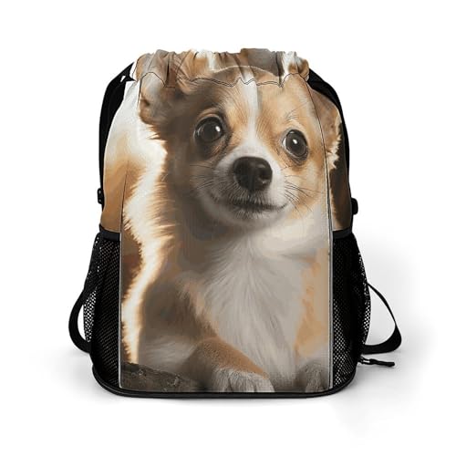 Sac à dos cordon de serrage chihuahua mignon pour homme et femme unisexe