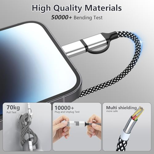 Cable USB C multi 4 en 1 de 5m: carga tu iPhone sin mover los muebles del salón 6
