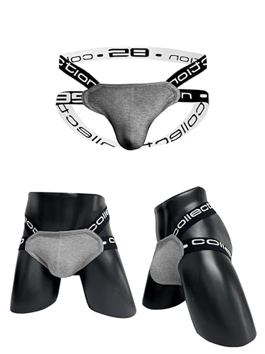 Evankin Mens Cotton Stretch Thong Sexy Underwear Jockstrap Athletic Supporters Breathable Underwear(Grey,S) 5