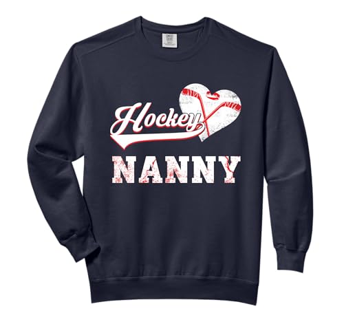 Family Hockey Player Hockey Nanny Vintage Christmas Xmas Comfort Colors Adult Sweatshirt