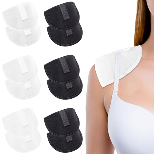 6 Pairs Self Adhesive Shoulder Pads Sponge Shoulder Pads Non Slip Shoulder Protectors Soft Covered Sewing Foam Pads for Blazer Clothes (Black&White)