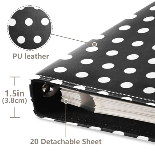 Álbum de Fotos Scrapbook Autoadhesivo DIY con Puntos Blancos y Negros, Encuadernación de 3 Anillos, 40 Páginas, 8x10 para Memorias miniatura 4