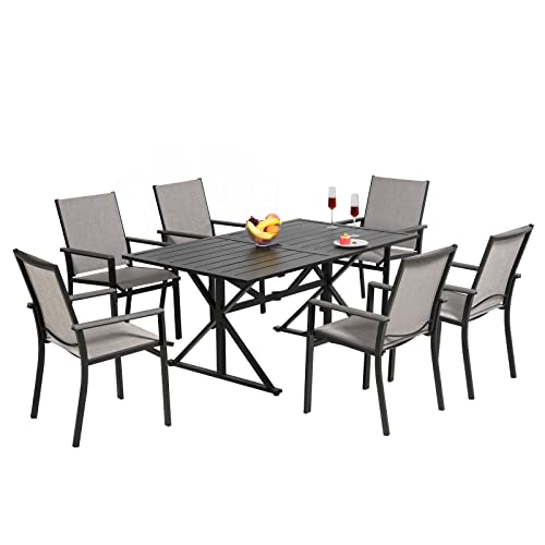 Meooem Outdoor Patio Dining Chair Set Of 2, Textilene Patio Furniture Chair With Armrest & Black Metal Frame For Lawn Garden Backyard. #TOP7