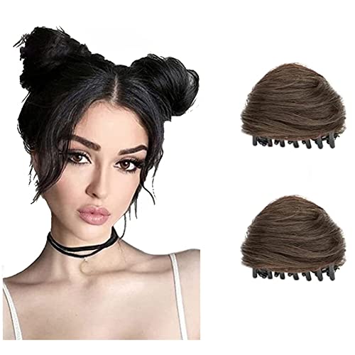 Cat Ears Hair Donut Chignon Claw Clip In Messy Hair Bun Space Bun Hair Pieces Cat Ears Bun Hair Extensions Wig Accessory Ponytail Hairpieces For Women Girls (Light Brown) #TOP14