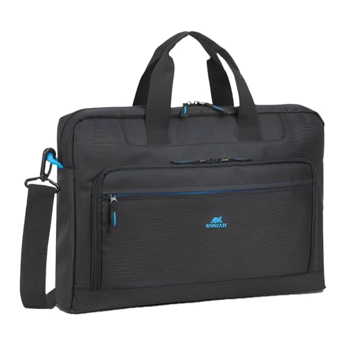 Image of RivaCase Regent 8059 Black Laptop Bag 17.3 Inches Smart Design Durability for both Versatility and Style Briefcase for Macbook, Gaming Laptop with Smart Organizer, Professional Bag for Business Travel